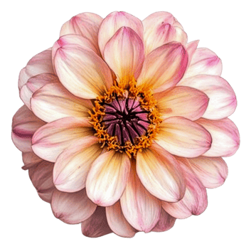Vibrant pink and cream dahlia bloom png