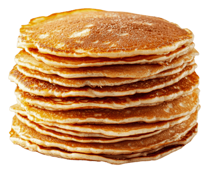 Stack of golden pancakes served for breakfast png