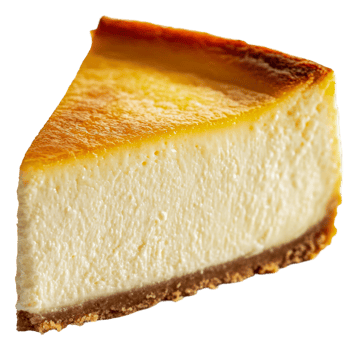 Creamy cheesecake slice on a white background png