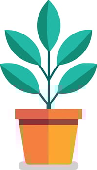 Plant in pot with green leaves isolated on white background Illustration vector