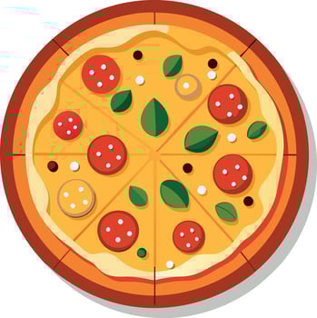 Pizza with toppings Art Illustration vector