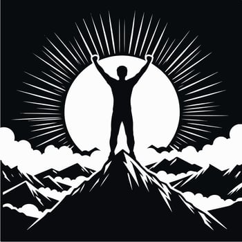 A Thrilling Tale of Strength, Endurance, and Conquest on a Mountain vector