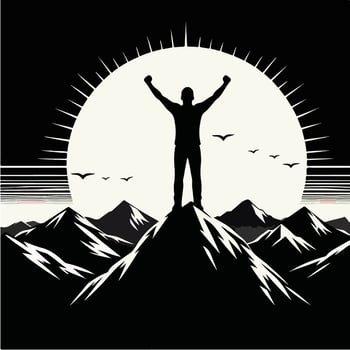 The Inspirational Journey of a Mountain Climber Overcoming All Odds vector