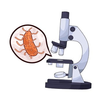 illustration of Research with a microscope vector