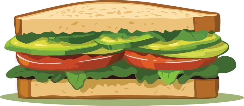 sandwich with fresh vegetables and greens. vector