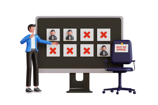 Absence Work Management 3D Illustration. Out Of Office 3D Illustration png