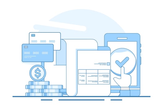 Digital payment system concept, Online payment, Online invoice, Online payment with smartphone and bank application. Online payment via smartphone, application for money transfer. flat . vector