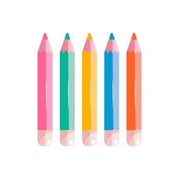 Colored pencils isolated on white background. Bright cartoon pencils for school design. vector