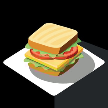 High contrast image of a blt sandwich on a dark table vector