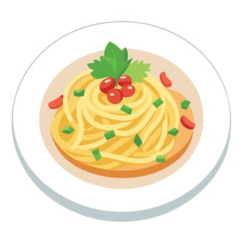 A Plate of Creamy Carbonara Pasta With Bacon and Parsley vector