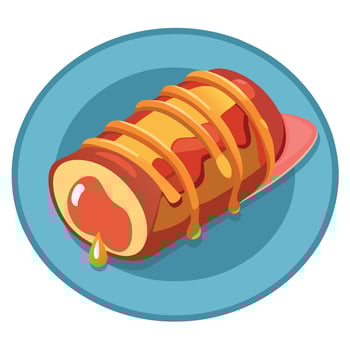 Bacon and eggs pattern. top view. bright blue background vector
