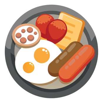 Full English Breakfast Isolated On Transparent Background vector