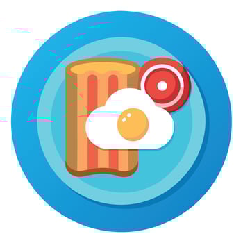 A plate with a piece of toast topped with bacon and an egg. AI. vector