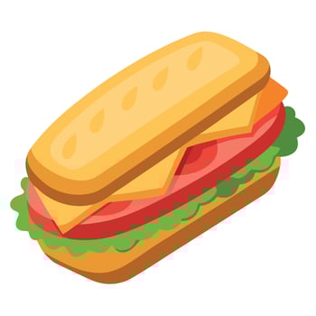 Ciabatta sandwich isolated on transparent background. file. cut out vector