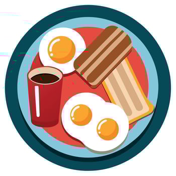 Classic American Breakfast Plate with Eggs. Bacon. Toast. and Coffee vector