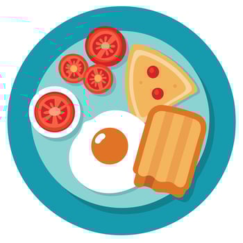 Delicious Breakfast with Fried Egg. Toast. Bacon and Cherry Tomatoes vector
