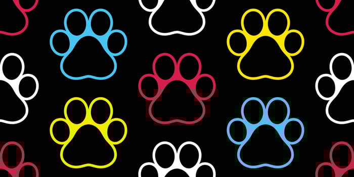 dog paw seamless pattern footprint cartoon cat tile background gift wrapping paper repeat wallpaper illustration scarf isolated design vector
