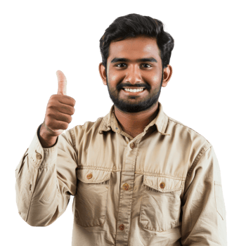 Handsome indian male engineer with thumb up isolated on transparent background png