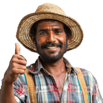 Indian male farmer with thumb up isolated on transparent background png
