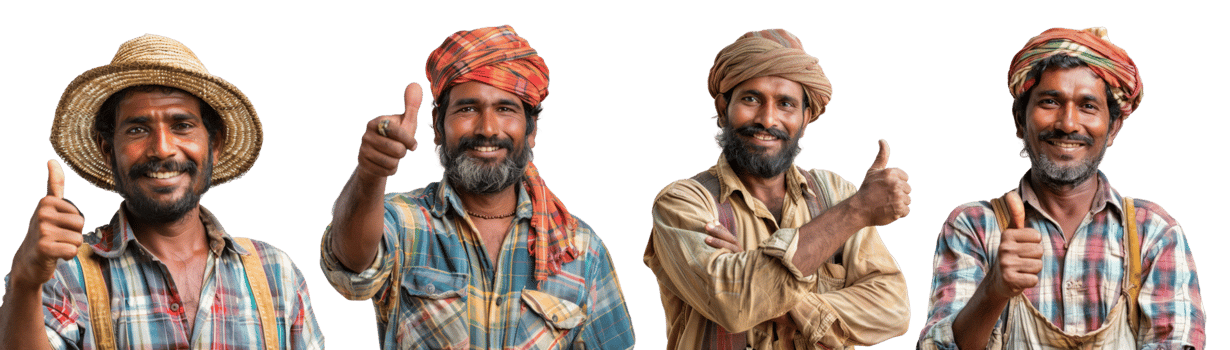 Indian farmer man with thumb up isolated on transparent background png