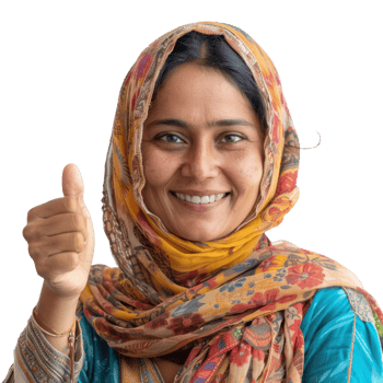 Indian farmer woman with thumb up isolated on transparent background png