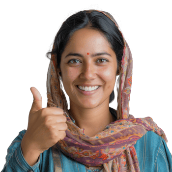 Smiling indian female farmer with thumb up isolated on transparent background png