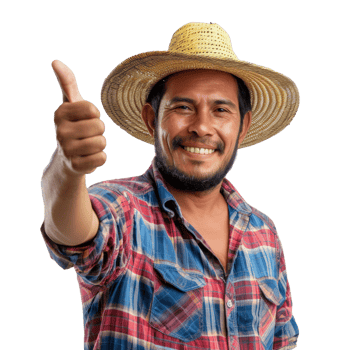 Latin farmer man with thumb up isolated on transparent background png