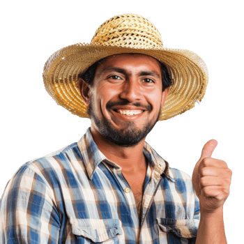 Smiling latin male farmer with thumb up isolated on transparent background png