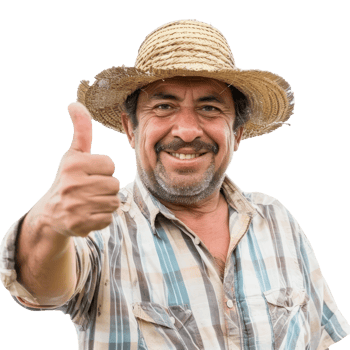Latin male farmer with thumb up isolated on transparent background png