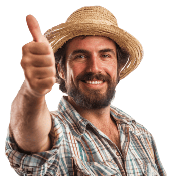 Smiling farmer man with thumb up isolated on transparent background png