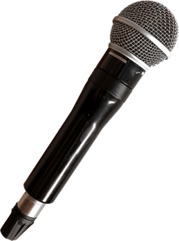 Modern handheld microphone, cut out transparent png
