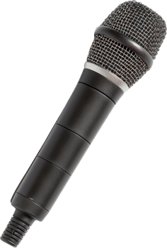 Modern handheld microphone, cut out transparent png