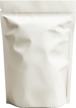 White matte stand-up pouch packaging, cut out transparent png