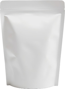 White matte stand-up pouch packaging, cut out transparent png