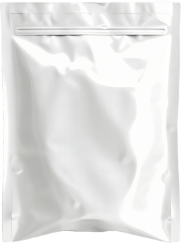 White matte stand-up pouch packaging, cut out transparent png