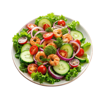 A vibrant salad on a white plate png