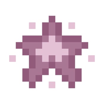 purple cute sparkle star pixel art vector
