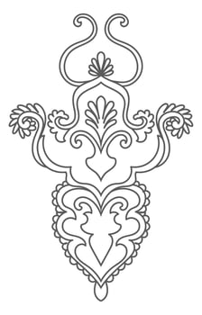 Carpet components. black stripes. rug Oriental ornament with floral motifs. Indian design element for henna tattoo, adult coloring book, greeting card, wedding invitation or spa beauty flyer. vector