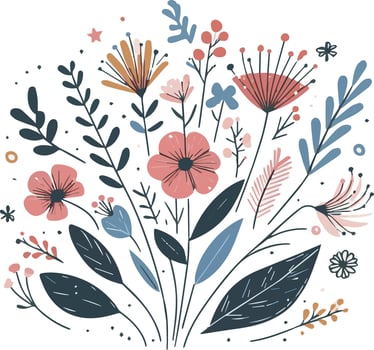 A hand drawn abstract seamless pattern wildflower flat icon Spring floral design vector