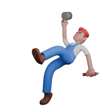 Professional Male Painter. An artist is seen jumping with enthusiasm, holding a cup of coffee in his right hand and a pencil in his left hand. 3D Artistic png