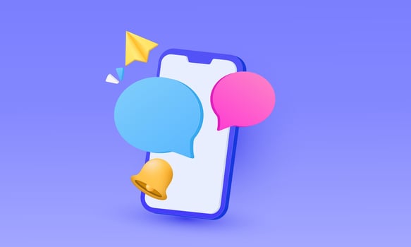 3d cartoon mobile phone speech bubble messages icon new idea concept design vector