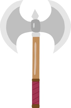 Double-Bladed Axe with Ornate Handle vector