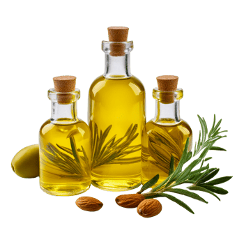 bottles of olive oil on a checkered background png