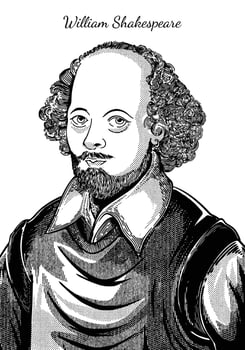William Shakespeare Hand-Drawn Engraving Illustration vector