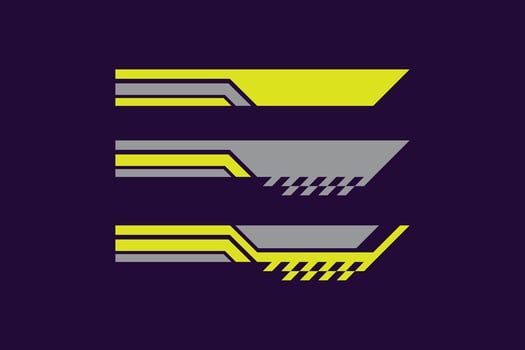 Racing stripe speed start finish with green and grey color set vector