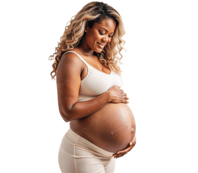 Beautiful pregnant woman holding her belly png