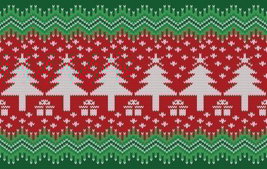 Knitted pattern seamless fabric Christmas tree concept. traditional knitted pattern Christmas style. Designed for knitted pattern ,fabric ,background ,wallpaper ,Christmas ,embroidery ,textile vector