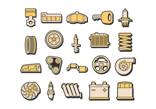 Spare Parts Car Illustration Sticker Set vector
