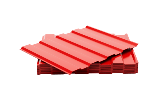 3d Red Metallic Stacks Of Corrugated Galvanised Iron For Roof Sheet 3d Illustration png