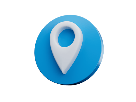 3d White Location Map Pin Symbol With Rounded Shiny Blue Icon 3d Illustration png